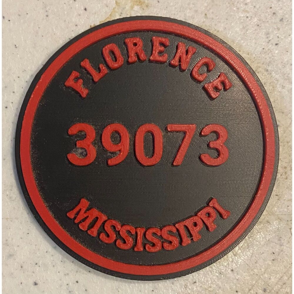 2-3/8" Zip Code Magnet - 39073 Florence, MS - Red over Black - M3001-0208